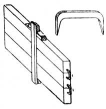 Fig. 25.—Method of holding     Glued Joints with Iron Dogs.