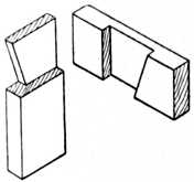 Fig. 35.—Halved Joint with     one side Dovetailed.