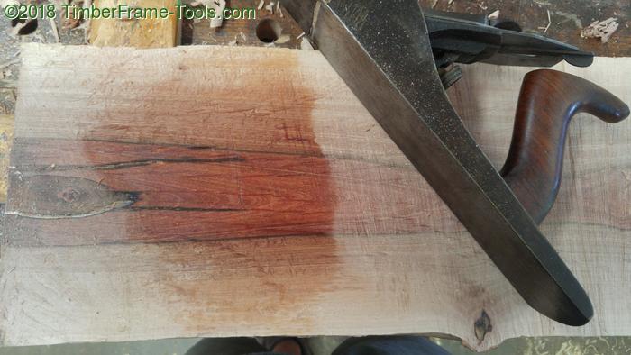 spot planed wood with maroon heartwood