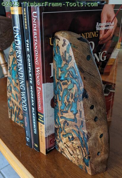 Epoxy filled bug hole bookends