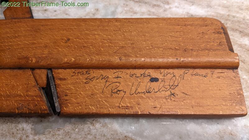 Side Rabbet plane with Roy's signature.