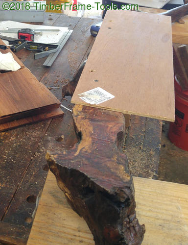 plywood jig on driftwood