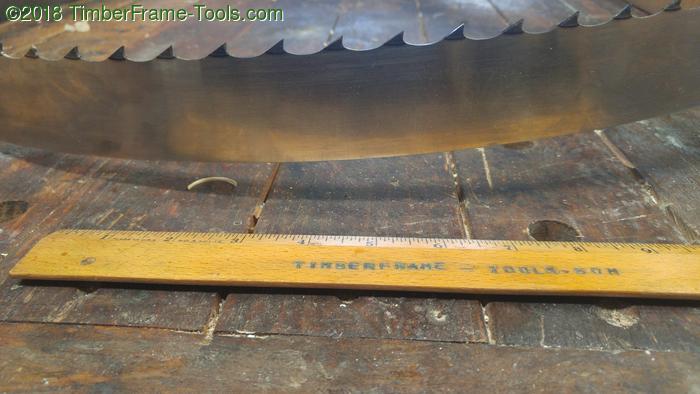 Close-up of 2 inch bandsaw blade for gang saw.