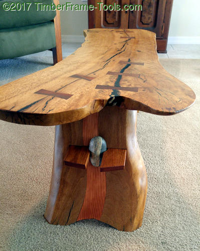 stone wedges on a tusk tenon coffee table