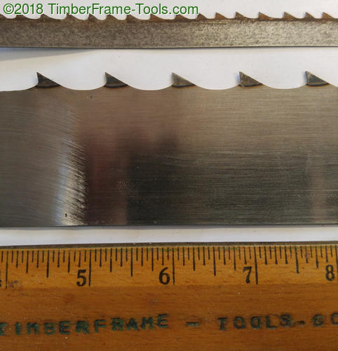 Comparing 1/2 inch bandsaw blade to a 2 inch bandsaw blade.