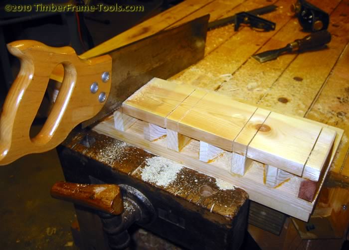 Cutting kerfs to create the slots for all the saws.