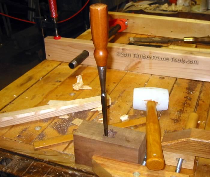 Squaring up the mortise with a chisel