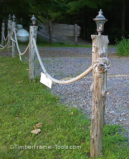 Rustic wood lamp posts 